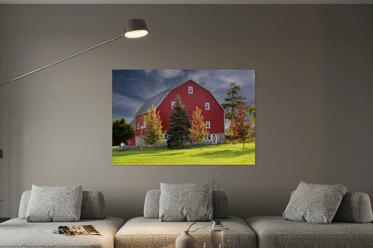 Red Barn in Autumn Reproduction
