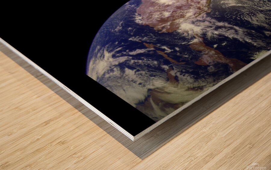 Earth and Moon Wood print