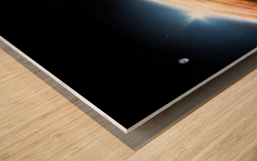 Mars and Earth Wood print
