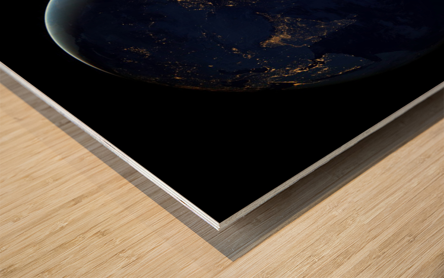 Earth at Night Wood print
