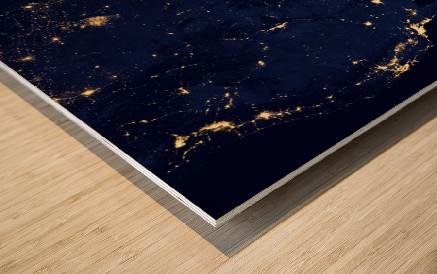 North America at Night Wood print