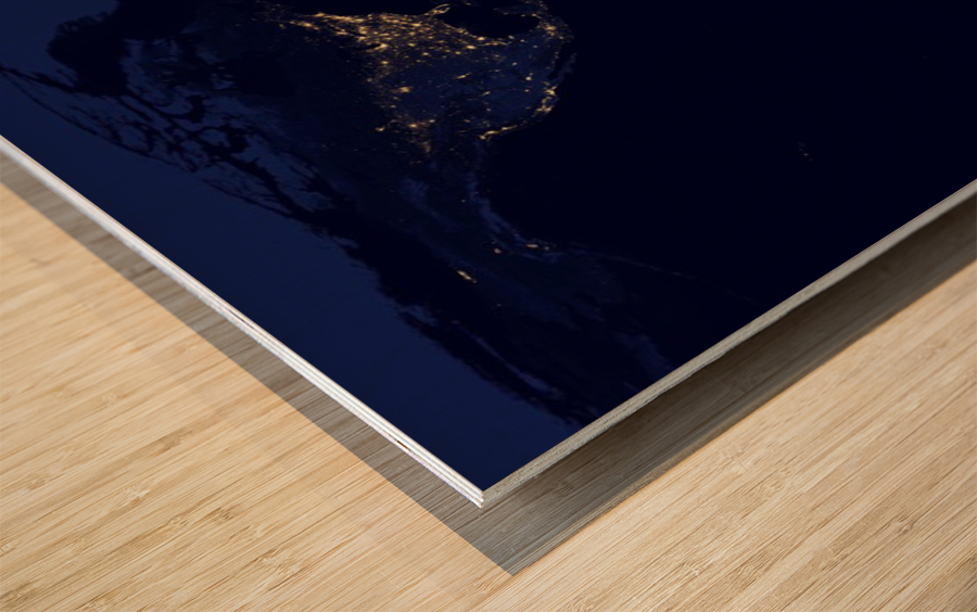 Our World at Night Wood print