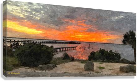 Melbourne Beach Pier Sunset Canvas Print