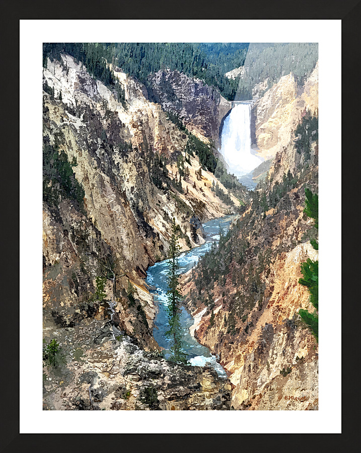 Yellowstone Waterfall Picture Frame print