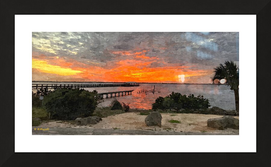 Melbourne Beach Pier Sunset Picture Frame print