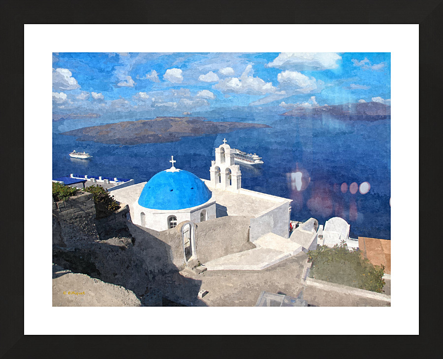 Santorini Ocean View Picture Frame print