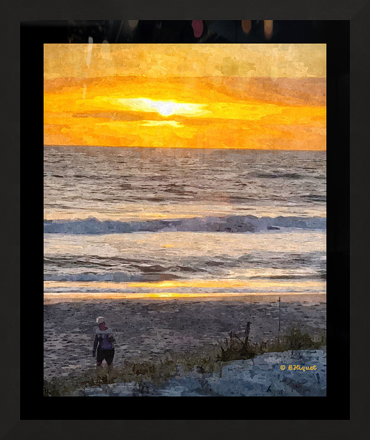 Sunrise Beach Walk Picture Frame print