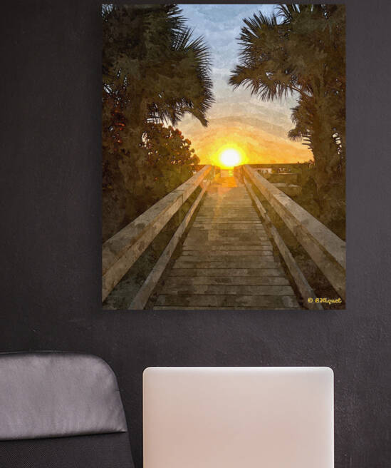Beach Pier to a Sunrise by BRADLEY HIQUET