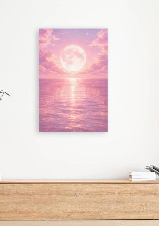 Soft Moon Over Pink Waters by Dreamroom Aesthetic