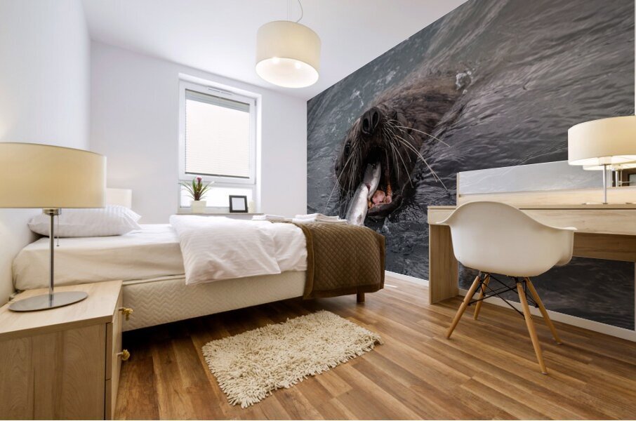 Graphic Sea Lion Hunts: Understanding Their Predatory Skills Mural print