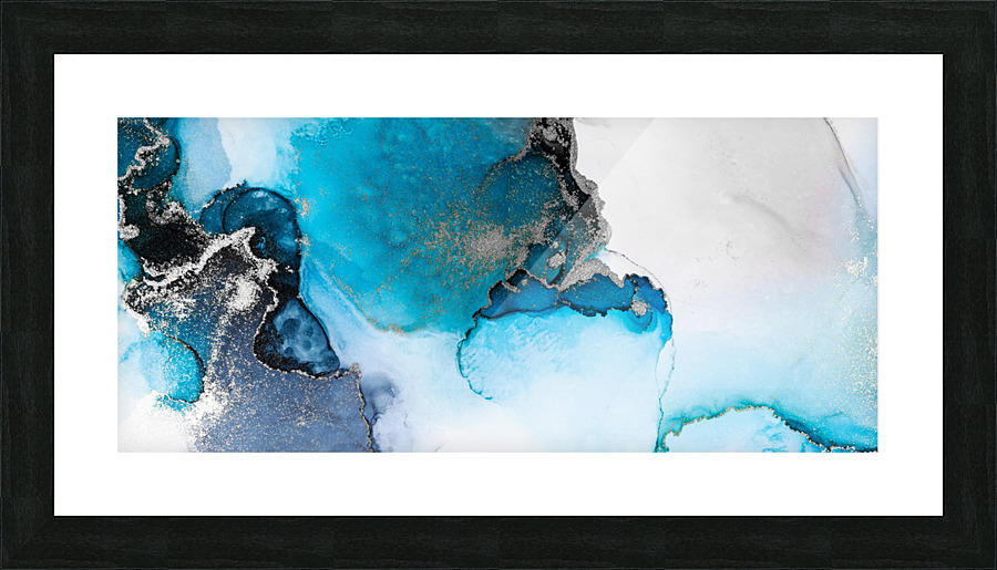 Marble blue and silver Picture Frame Printing
