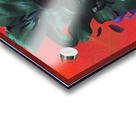 Abstract Green and Blue Lilies on a Red Background Acrylic print