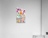 Abstract Floral Doodle Art Cats  Acrylic Print