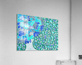 Abstract Blue Oak with Falling Leaves Acrylic Print