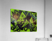 Abstract Green Grungy Triangles Acrylic Print