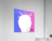  White Highland Cow Silhouette with Pink Background Acrylic Print