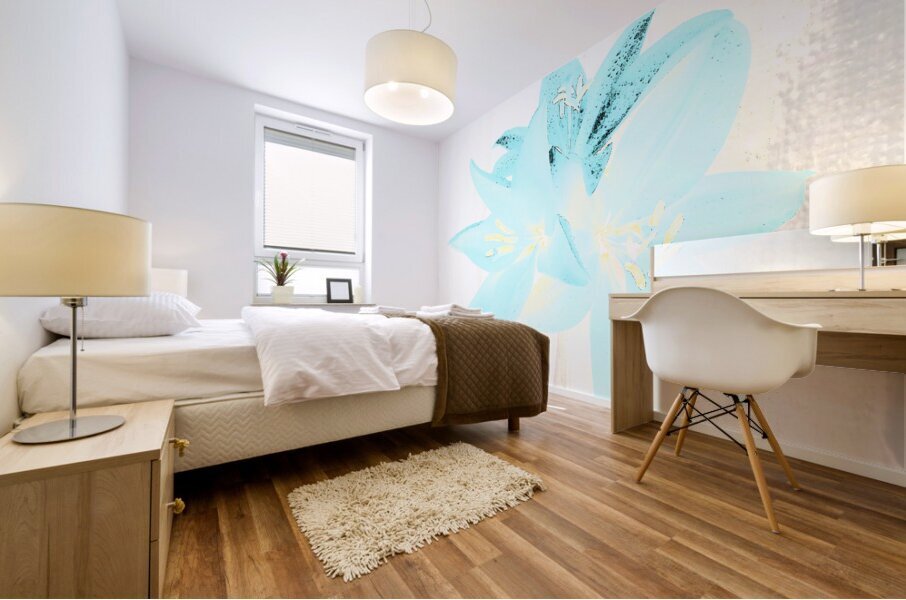 Abstract  Distressed Trio of Lime Lilies Mural print