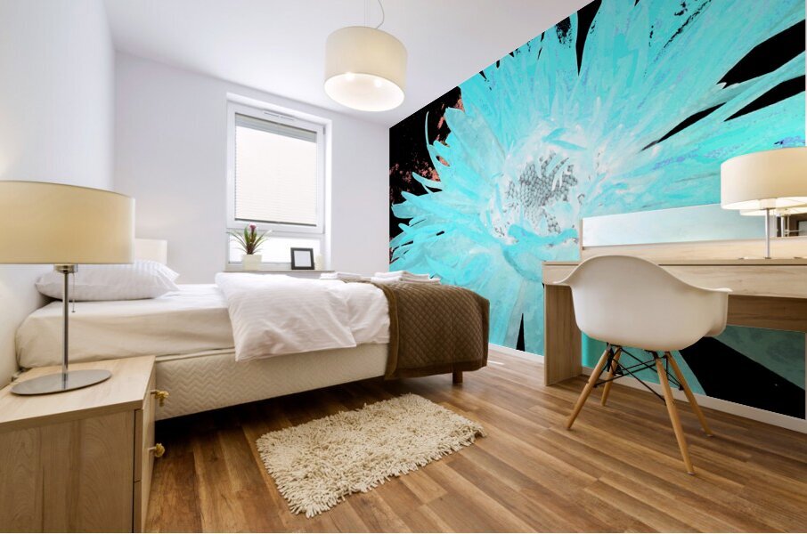 Abstract Turquoise Daisy Flower Mural print