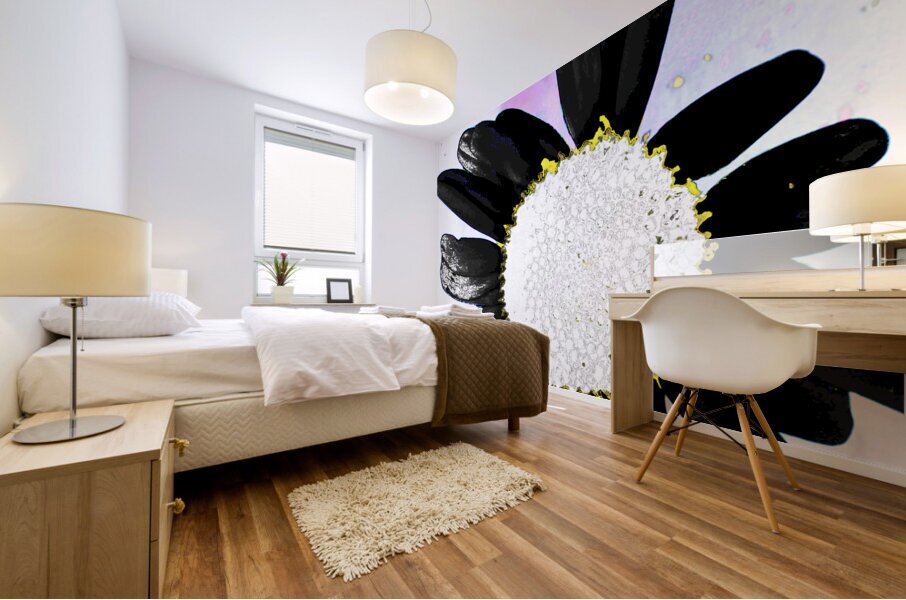 Abstract Daisy with Black Petals  Mural print