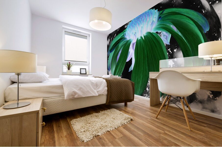  Abstract Green Cone Flower Mural print