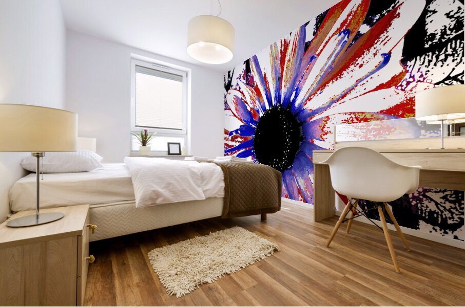 Abstract Vibrant Contrasting Daisy Flower Mural print