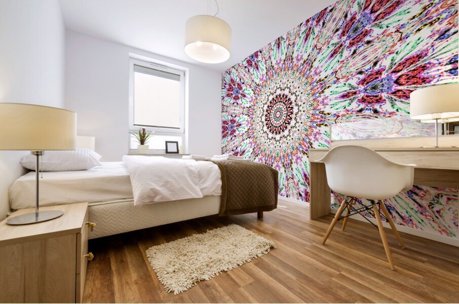 Abstract Kaleidoscope Mandala Pattern Red and Pink Mural print