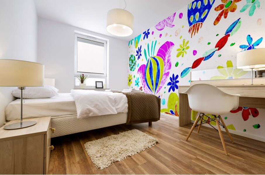 Abstract Decorative Whimsical Flowers Mural print