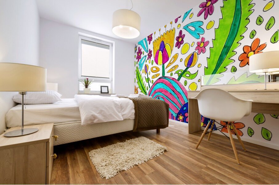 Abstract Vibrant Florals Mural print