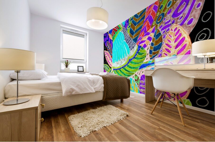 Abstract Pastel Birds Mural print