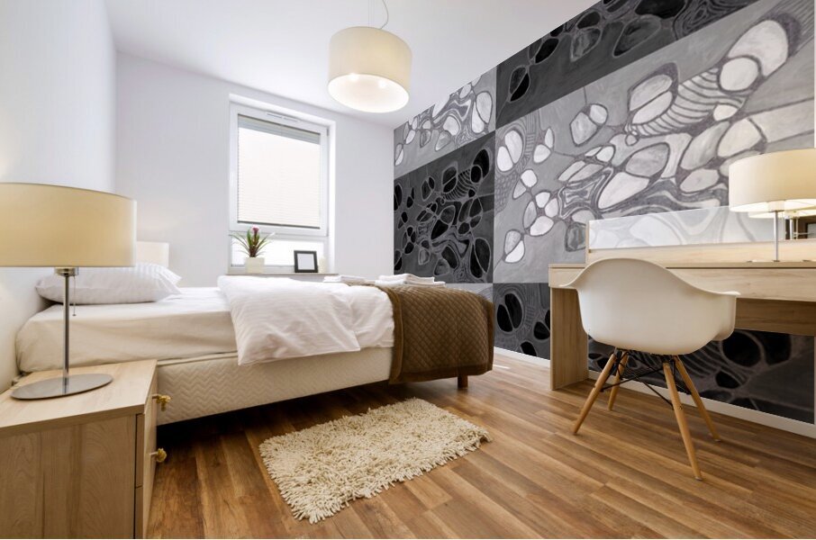 Abstract Monochrome Neurographic Design Mural print