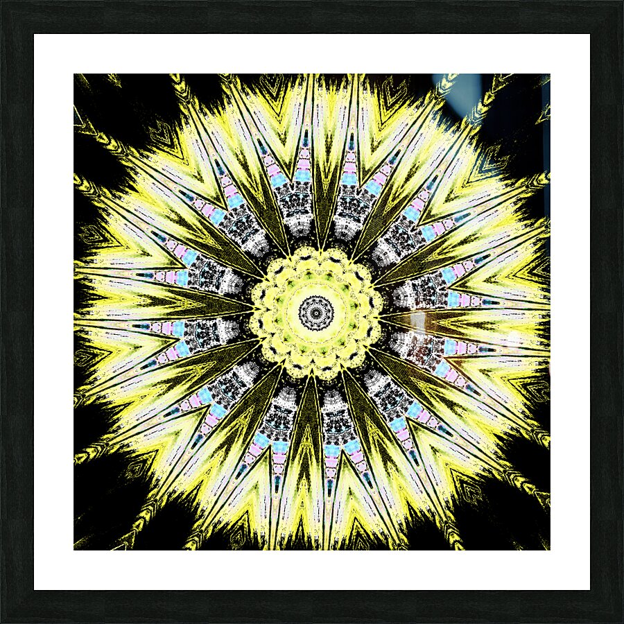 Abstract Yellow Kaleidoscope Pattern Design Picture Frame print
