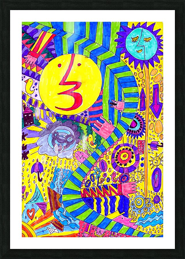 Abstract Colourful Doodles  Picture Frame print