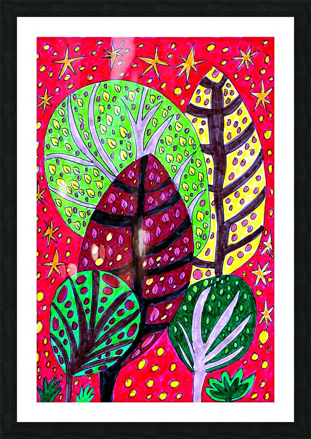 Five Abstract Doodle Trees Picture Frame print