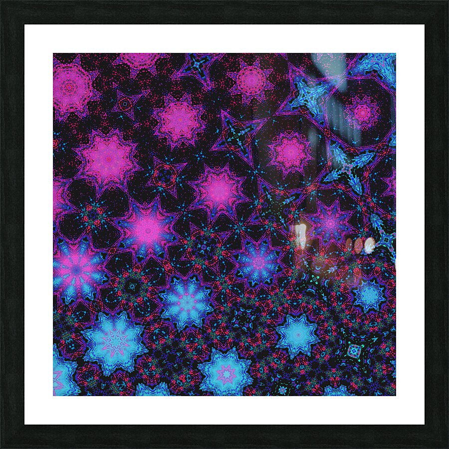 Abstract Neon Kaleidoscope Shapes  Picture Frame print