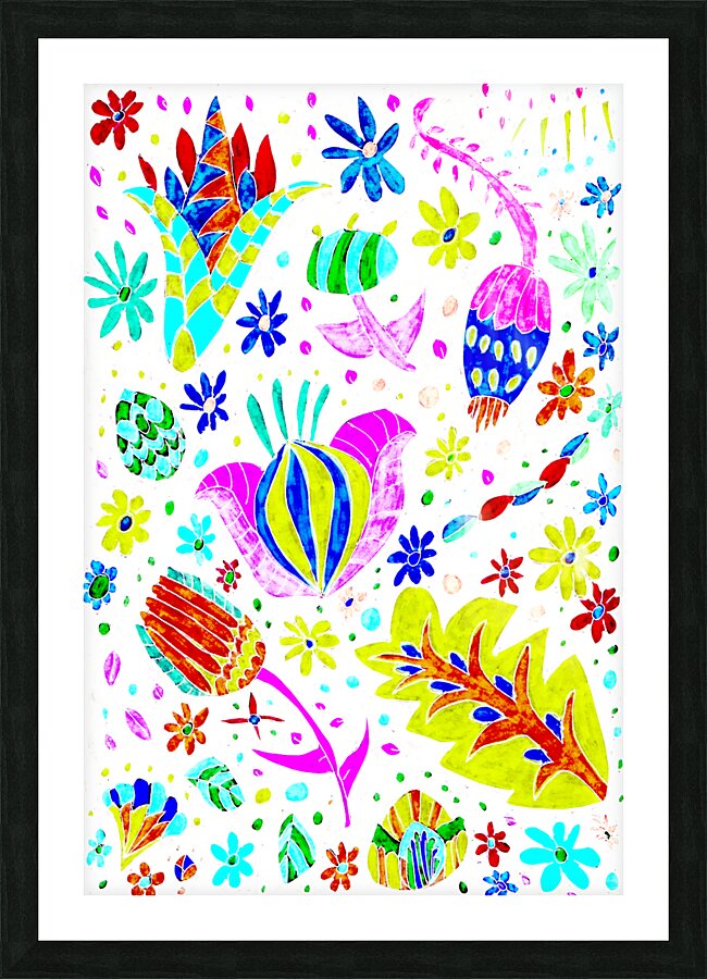 Abstract Decorative Whimsical Flowers Picture Frame print