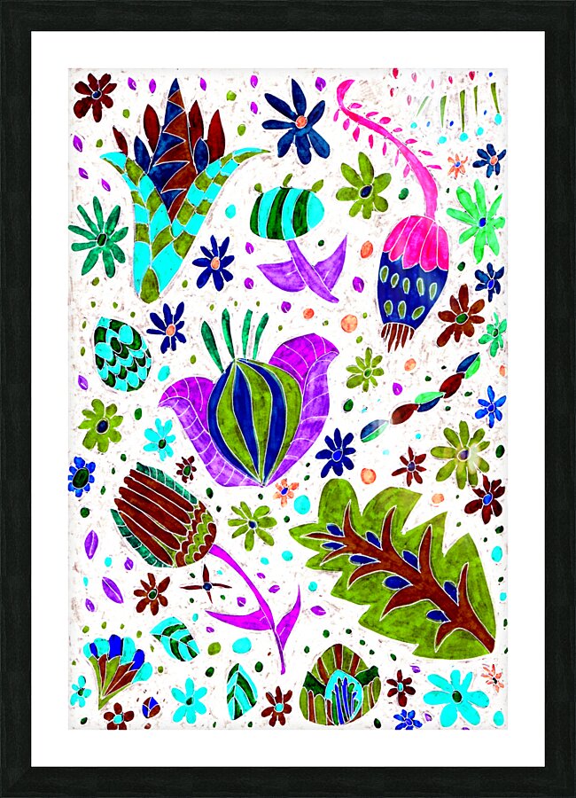 Abstract Vibrant Whimsical Flowers Picture Frame print
