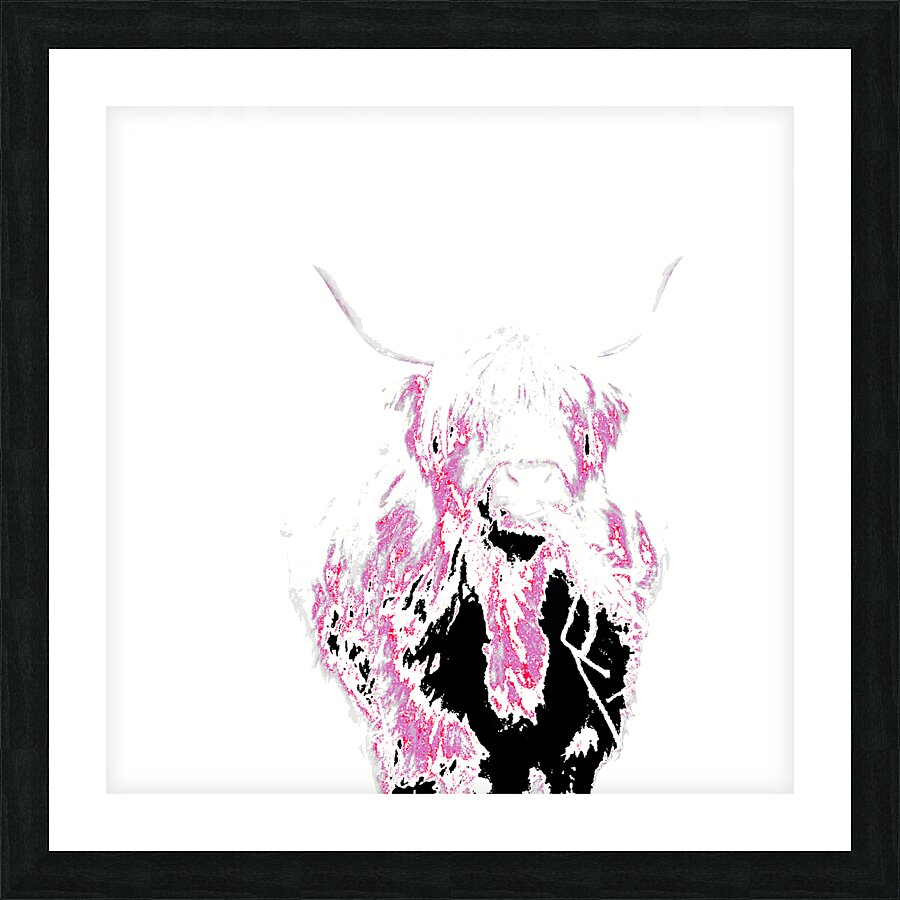 Abstract Pink Minimalist Highland Cow Picture Frame print