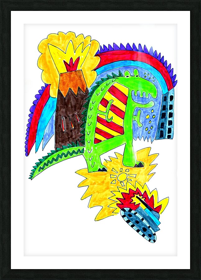 Abstract Dinosaur Romp Picture Frame print