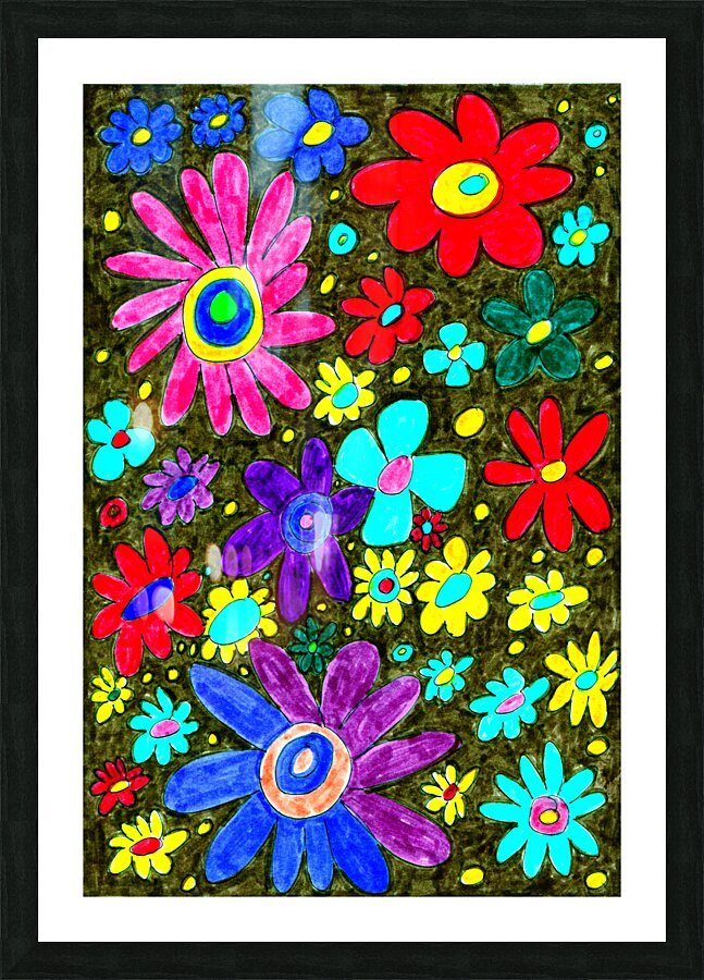 Abstract Colourful Florals Picture Frame print