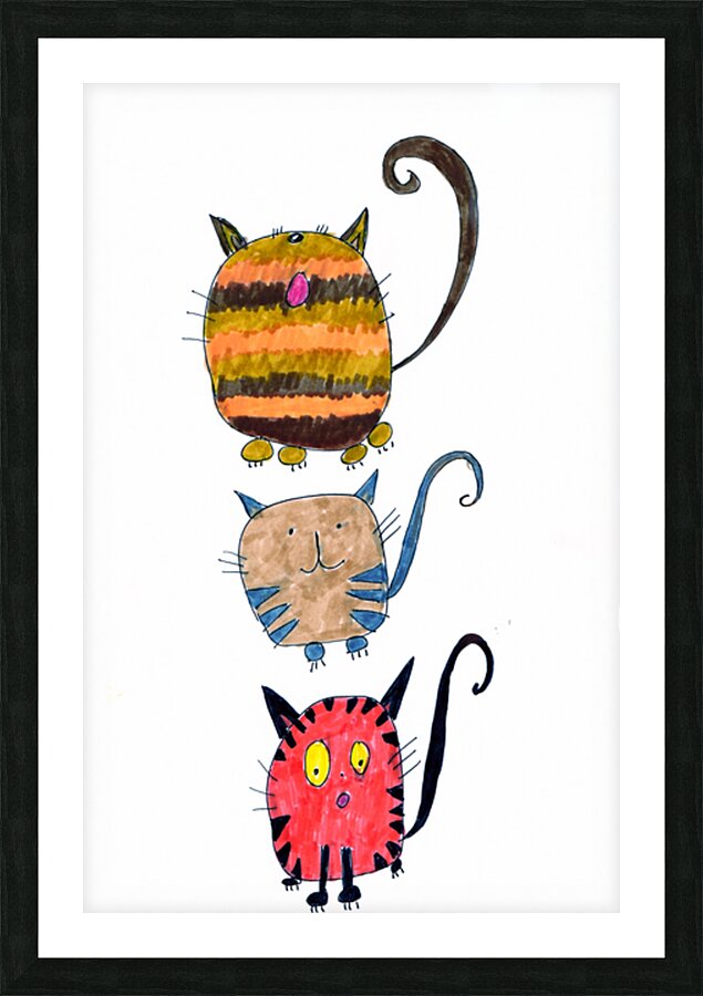 Abstract Cats in Three Picture Frame print