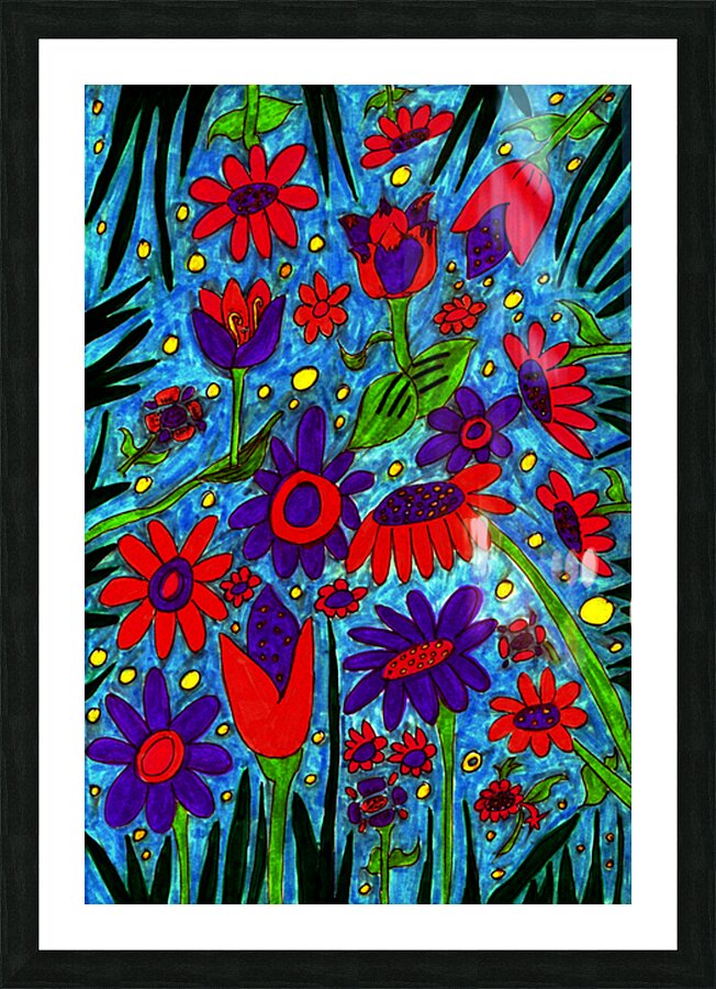 Abstract Blue Floral Design Picture Frame print