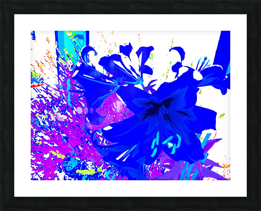 Abstract Blue Lilies                                                                                                                      Picture Frame print