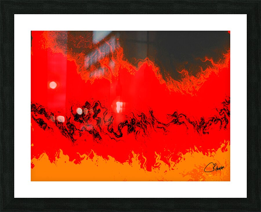 Vibrant Red and Black Abstract Forest Picture Frame print