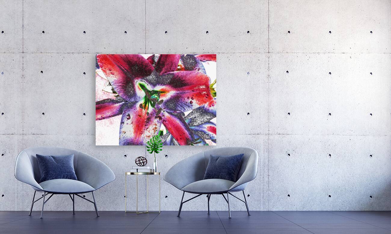 Abstract Colourful Lilies Reproduction