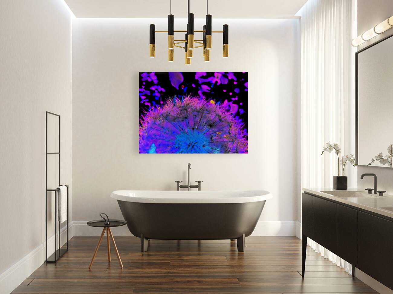 Abstract Neon Dandelion Seeds Close Up Reproduction