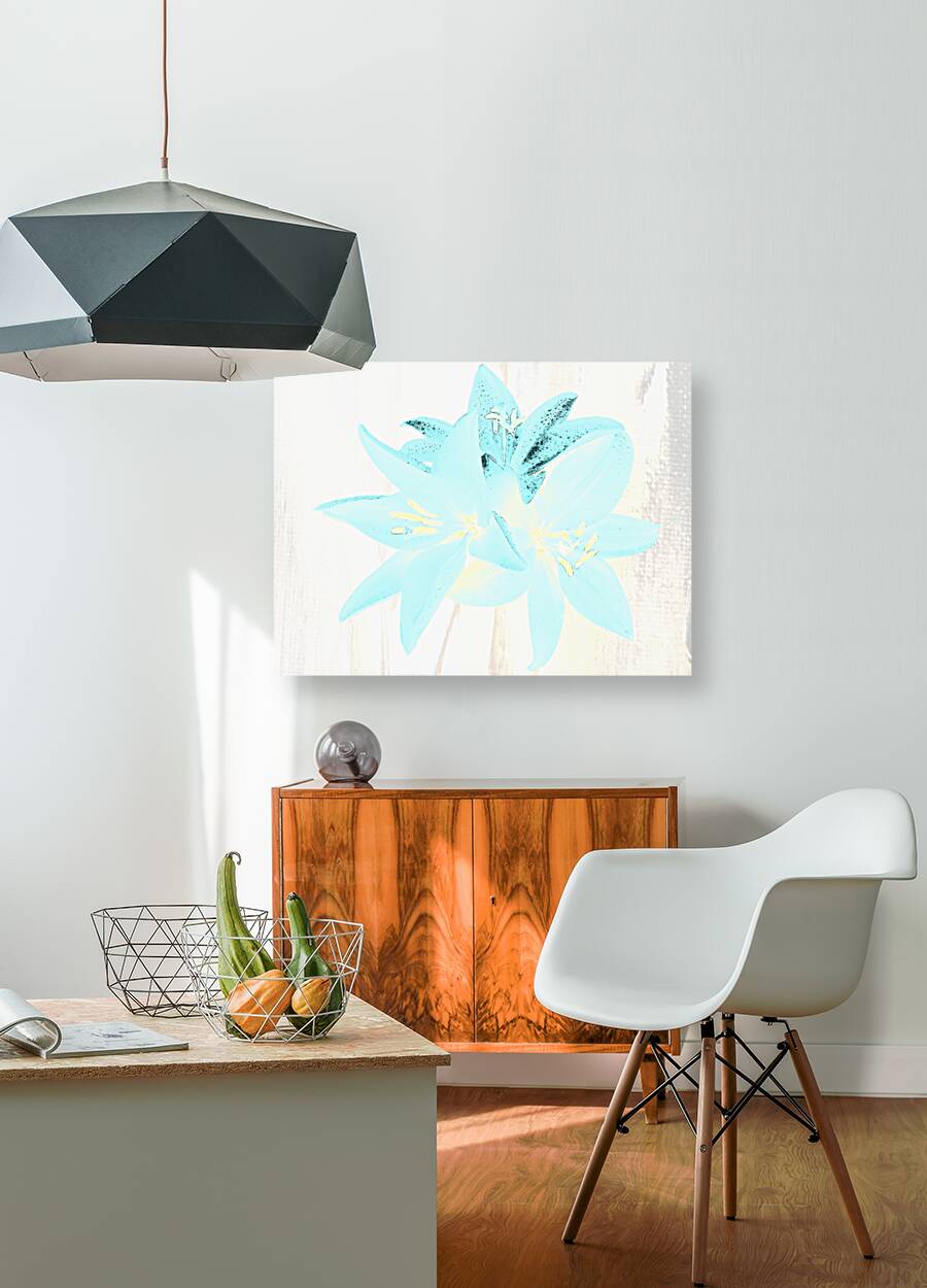 Abstract  Distressed Trio of Lime Lilies Reproduction