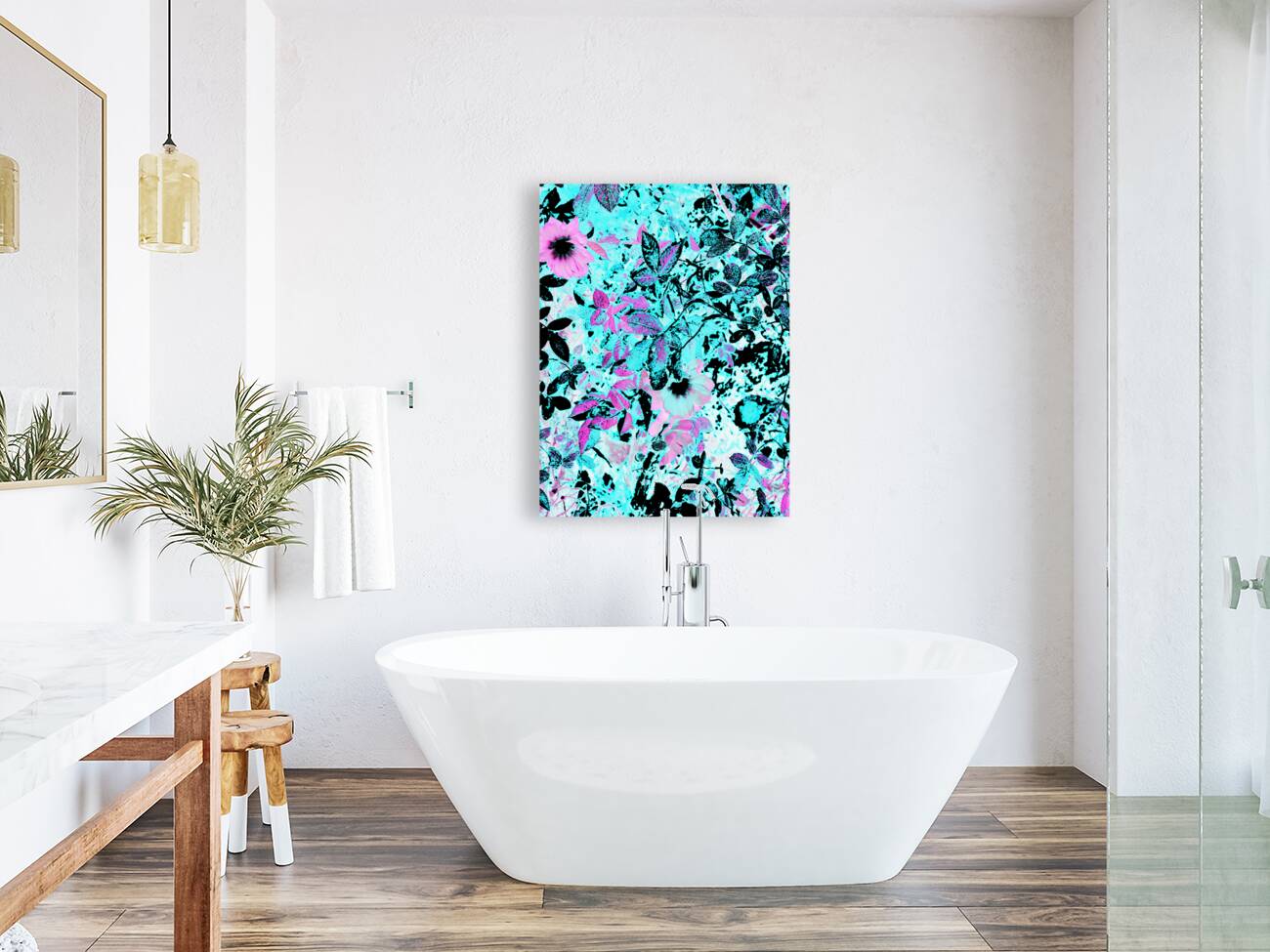 Cyan and Pink Scottish Highlands Garden Reproduction