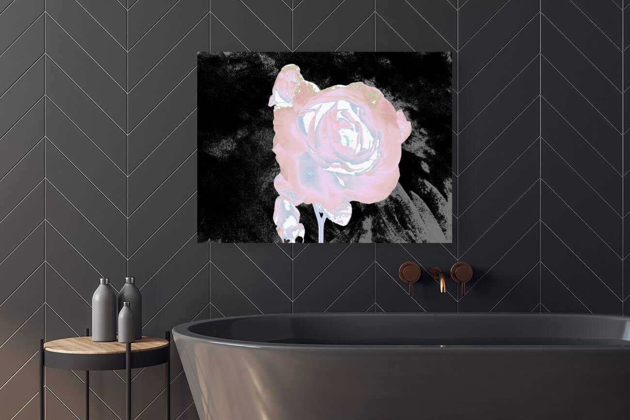 Abstract Ethereal Rose on a Dark Abstract Background  Reproduction