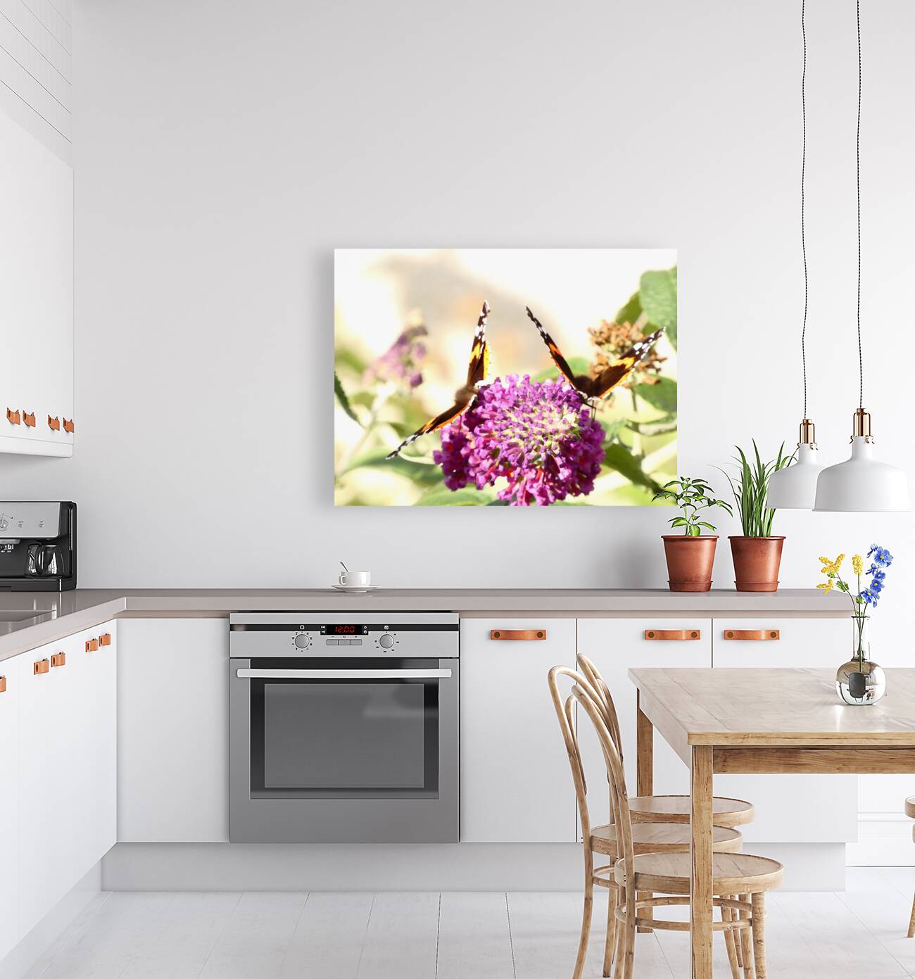 Two Butterflies on Buddleia Flowers Reproduction