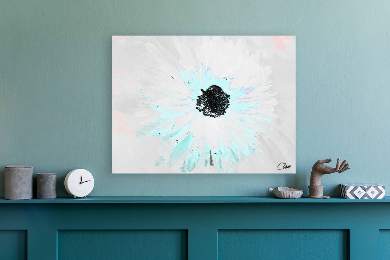 Abstract Aqua Daisy Reproduction